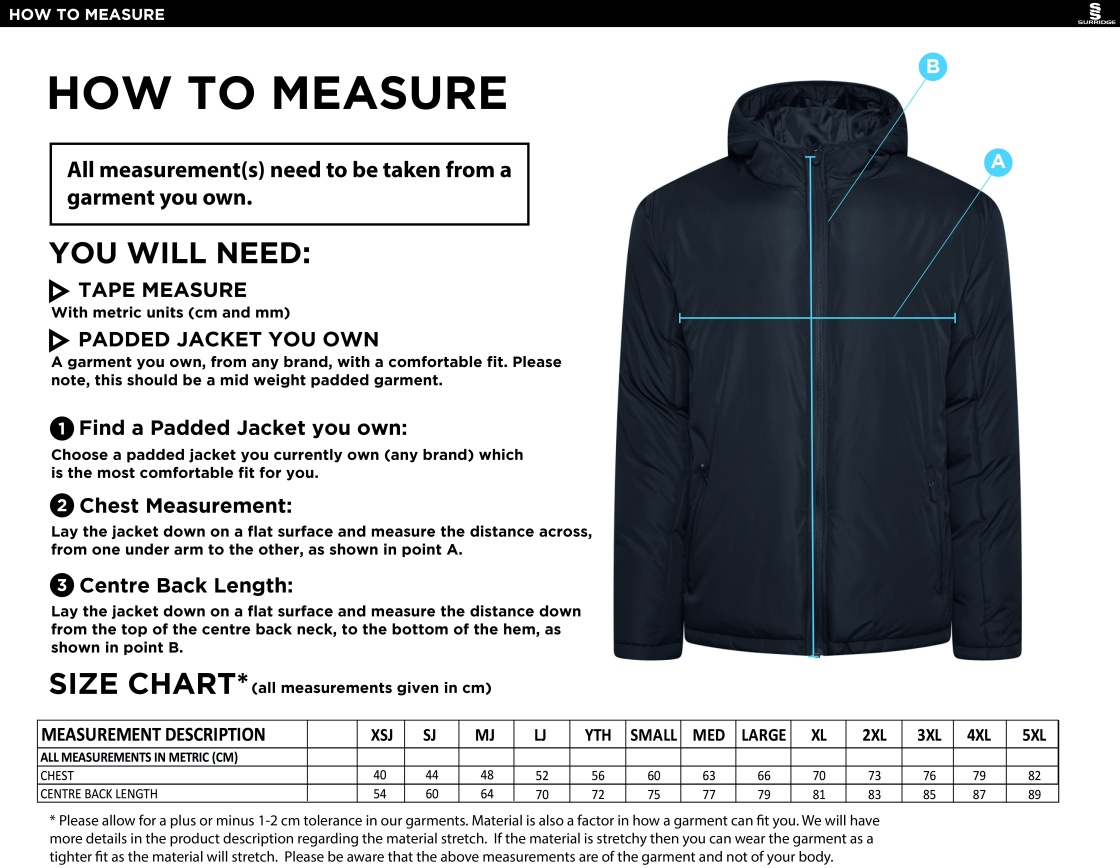 Typhoon - Sub Suit - Navy - Size Guide